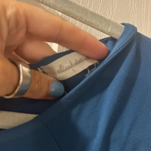 Sapphire Blue Long Sleeve Dress | Flowy Fit, Minimalist Style - Picture 4 of 5